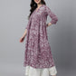 Janasya Light Cotton Floral Flared Kurta - Swadesiicart