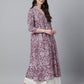 Janasya Light Cotton Floral Flared Kurta - Swadesiicart