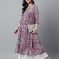 Janasya Light Cotton Floral Flared Kurta - Swadesiicart