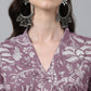 Janasya Light Cotton Floral Flared Kurta - Swadesiicart