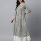 Janasya Light Cotton Floral Flared Kurta - Swadesiicart