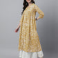 Janasya Light Cotton Floral Flared Kurta - Swadesiicart