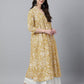 Janasya Light Cotton Floral Flared Kurta - Swadesiicart