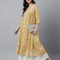 Janasya Light Cotton Floral Flared Kurta - Swadesiicart
