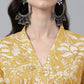 Janasya Light Cotton Floral Flared Kurta - Swadesiicart