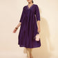 Janasya Dark Silk Blend Yoke Embroidery A-Line Kurta - Swadesiicart