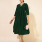 Janasya Dark Silk Blend Embroidered A-Line Kurta - Swadesiicart