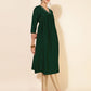 Janasya Dark Silk Blend Embroidered A-Line Kurta - Swadesiicart