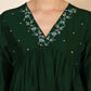Janasya Dark Silk Blend Embroidered A-Line Kurta - Swadesiicart