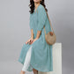 Janasya Light Dobby Chiffon Self Design Flared Kurta | Swadesiicart