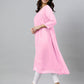 Janasya Light Dobby Chiffon Self Design Flared Kurta | Swadesiicart
