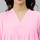 Janasya Light Dobby Chiffon Self Design Flared Kurta | Swadesiicart
