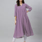 Janasya Light Dobby Chiffon Solid Flared Kurta | Swadesiicart