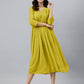Janasya Bright Dobby Chiffon Self Design Flared Kurta - Swadesiicart