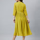 Janasya Bright Dobby Chiffon Self Design Flared Kurta - Swadesiicart