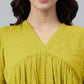 Janasya Bright Dobby Chiffon Self Design Flared Kurta - Swadesiicart