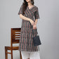 Janasya Dark Cotton Geometric Straight Kurta - Swadesiicart