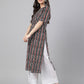 Janasya Dark Cotton Geometric Straight Kurta - Swadesiicart