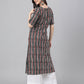 Janasya Dark Cotton Geometric Straight Kurta - Swadesiicart