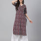 Janasya Dark Cotton Geometric Straight Kurta - Swadesiicart