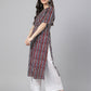 Janasya Dark Cotton Geometric Straight Kurta - Swadesiicart