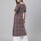 Janasya Dark Cotton Geometric Straight Kurta - Swadesiicart