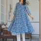 Janasya Dark Chiffon Floral A-Line Kurta | Swadesiicart