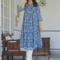 Janasya Dark Chiffon Floral A-Line Kurta | Swadesiicart