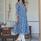 Janasya Dark Chiffon Floral A-Line Kurta | Swadesiicart