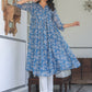 Janasya Dark Chiffon Floral A-Line Kurta | Swadesiicart