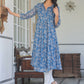 Janasya Dark Chiffon Floral A-Line Kurta | Swadesiicart