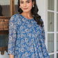 Janasya Dark Chiffon Floral A-Line Kurta | Swadesiicart