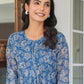 Janasya Dark Chiffon Floral A-Line Kurta | Swadesiicart