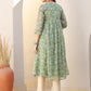 Janasya Dark Chiffon Floral A-Line Kurta | Swadesiicart