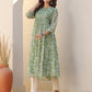Janasya Dark Chiffon Floral A-Line Kurta | Swadesiicart