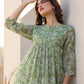 Janasya Dark Chiffon Floral A-Line Kurta | Swadesiicart