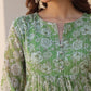 Janasya Dark Chiffon Floral A-Line Kurta | Swadesiicart