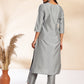 Janasya Grey Crepe Silk Solid Regular Kurta Set - Swadesiicart