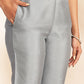 Janasya Grey Crepe Silk Solid Regular Kurta Set - Swadesiicart
