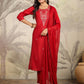 Janasya Dark Chanderi Embroidered Straight Kurta Set | Swadesiicart