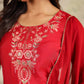 Janasya Dark Chanderi Embroidered Straight Kurta Set | Swadesiicart