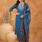 Janasya Dark Silk Blend Yoke Embroidery Straight Kurta Set | Swadesiicart