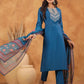 Janasya Dark Silk Blend Yoke Embroidery Straight Kurta Set | Swadesiicart