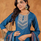 Janasya Dark Silk Blend Yoke Embroidery Straight Kurta Set | Swadesiicart