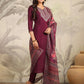Janasya Dark Chanderi Yoke Embroidery Straight Kurta Set | Swadesiicart
