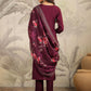 Janasya Dark Chanderi Yoke Embroidery Straight Kurta Set | Swadesiicart