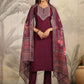 Janasya Dark Chanderi Yoke Embroidery Straight Kurta Set | Swadesiicart
