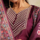 Janasya Dark Chanderi Yoke Embroidery Straight Kurta Set | Swadesiicart