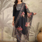 Janasya Dark Chanderi Yoke Embroidery Straight Kurta Set | Swadesiicart