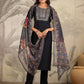 Janasya Dark Chanderi Yoke Embroidery Straight Kurta Set | Swadesiicart